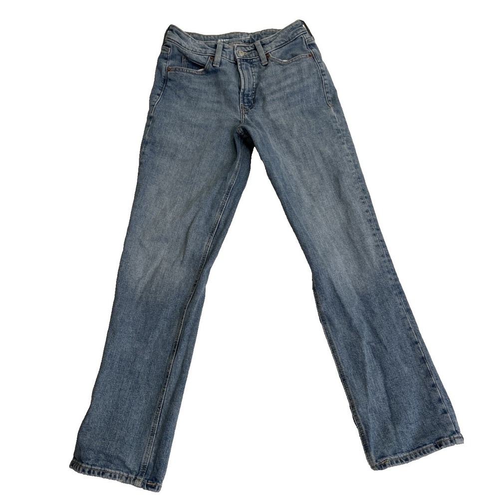 Old Navy Jeans Womens Blue Size 2 Extra High-Rise Straight Secret-Smooth Pockets